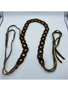 Women’s Brown Genuine Leather Loop Tie Belt – Size S – 28" End‑to‑End